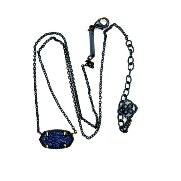 Kendra Scott Black with Blue Druzy Necklace - Picture 2 of 7